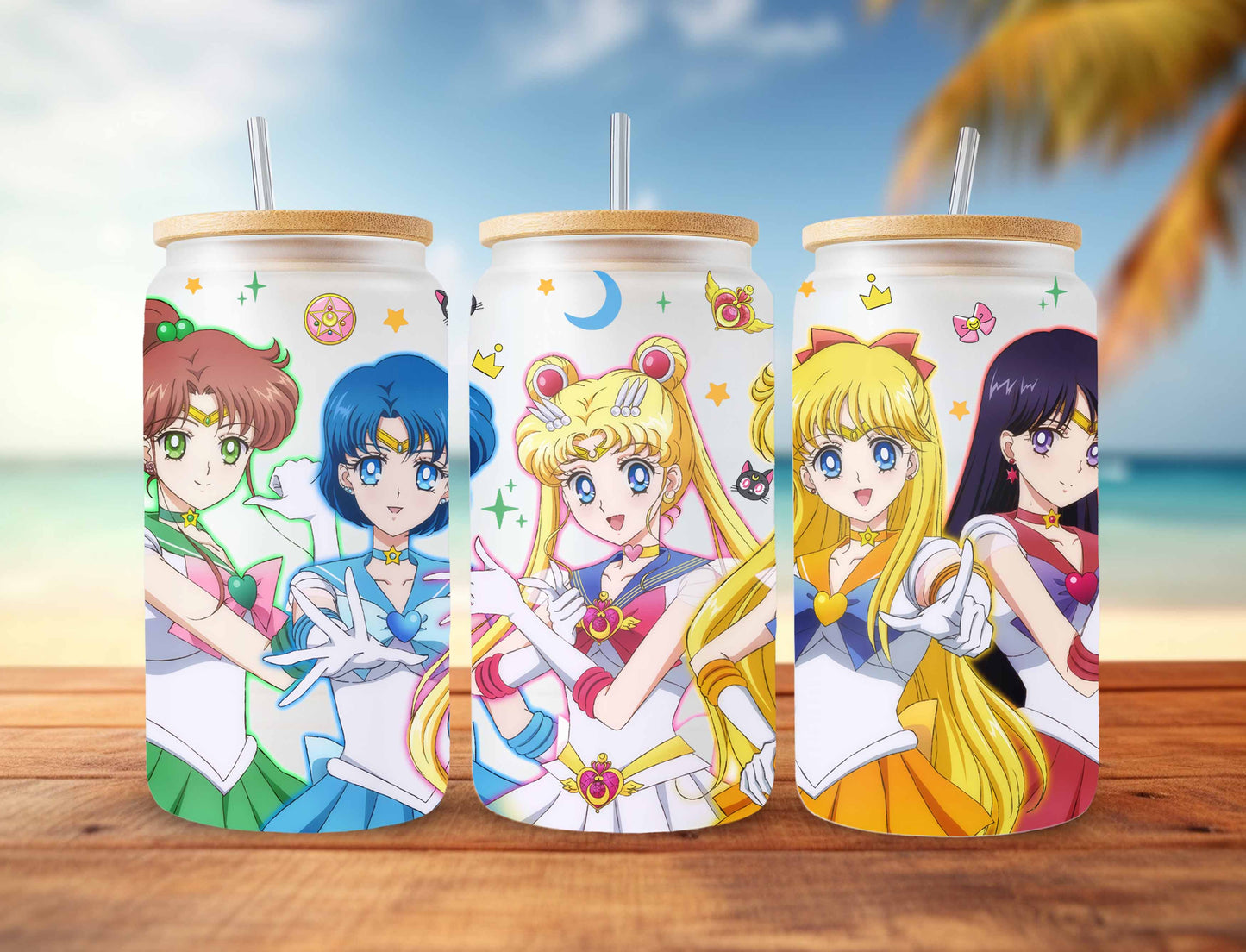 Anime Sailor Girls Tumbler Wrap, Libbey 16ozGlass Can Design, Anime Tumbler - Sublimation Design Digital Download - PNG Active