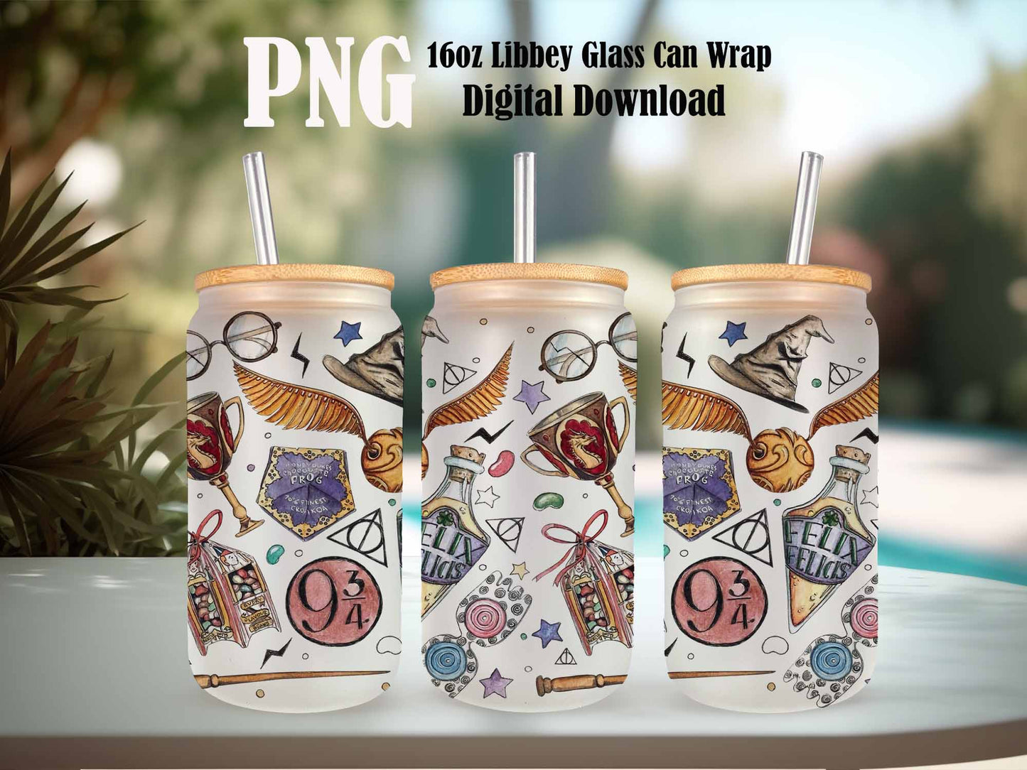 Harry Potter Libbey Glass PNG, 16oz Can Glass PNG, Hogwarts Alumni, Magic Wand Symbol, Wizardy Houses
