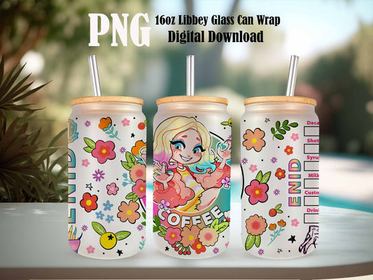 Enid Tumbler Wrap, Wednesday Addams Png, 16oz Can Glass, Magical school Sublimation Design,PNG, Digital Download
