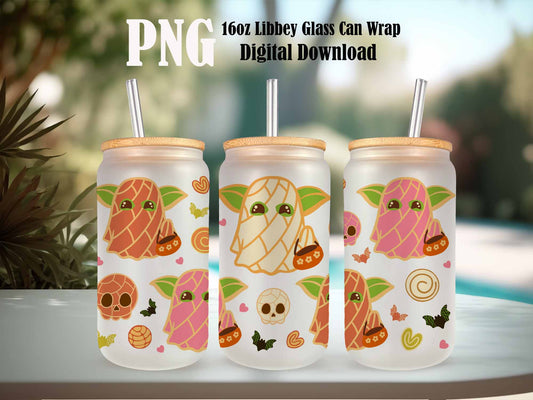 Spooky Conchas Tumbler Wrap,16oz Can Glass Mexican Pan Dulce Ghost Tumbler, Puffy Halloween Conchas Ghost Tumbler,Mexican Conchas, Pan Dulce