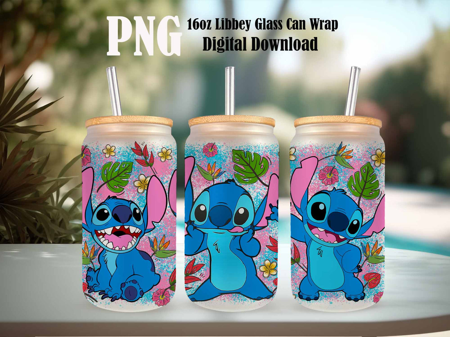 Stitch Can Glass Wrap, 16oz Can Glass, Libbey Can Glass, Stitch Tumbler Wrap,Cartoon Tumbler Wrap,Full Tumbler Wrap,Png Instant Download