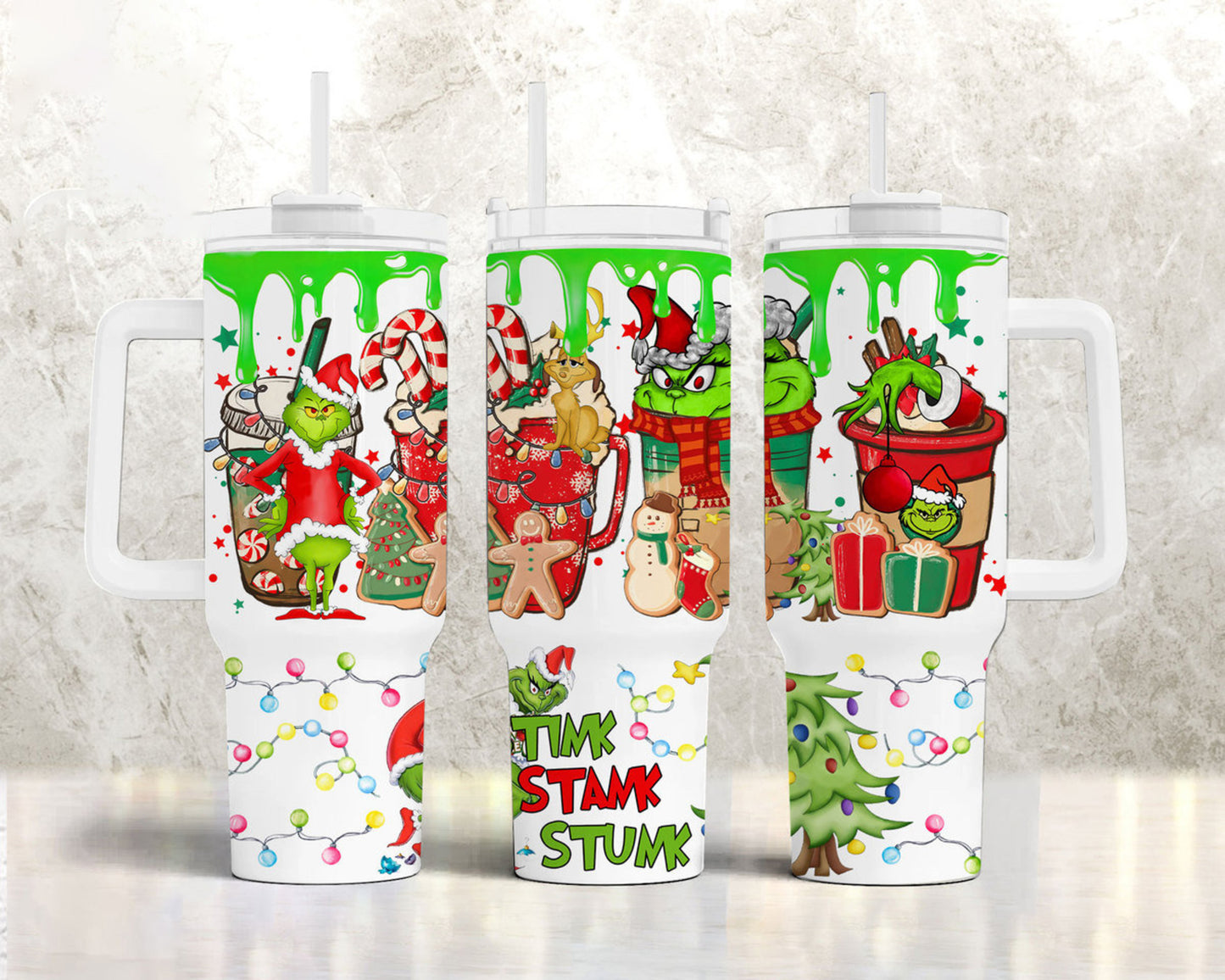 Christmas Tumbler Sublimation Designs, 40oz Handle Tumbler Wrap, Cartoon Funny Christmas Design, Merry Christmas Png, Christmas Tumbler