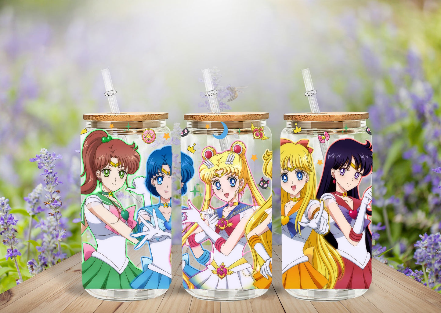 Anime Sailor Girls Tumbler Wrap, Libbey 16ozGlass Can Design, Anime Tumbler - Sublimation Design Digital Download - PNG Active - VartDigitals