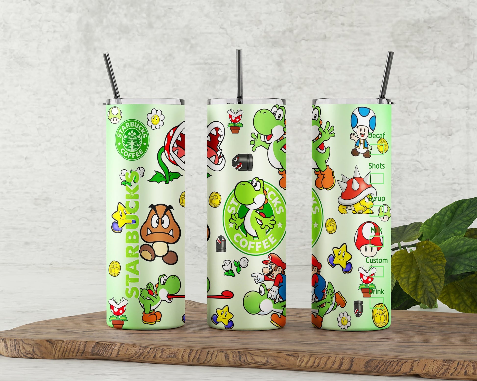 Cartoon Tumbler Wrap, 20oz Skinny Tumbler Sublimation Design, Sublimation Design, Mario Tumbler, 20oz Skinny Straight, Yoshi Cartoon Tumbler - VartDigitals