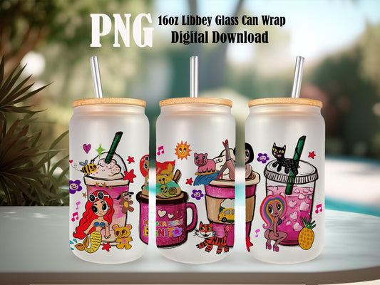 Karol G Coffee, Karol G 16oz Glass Can, Cartoon Coffee Png, Fall Coffee, Spooky Season Png Instant Download