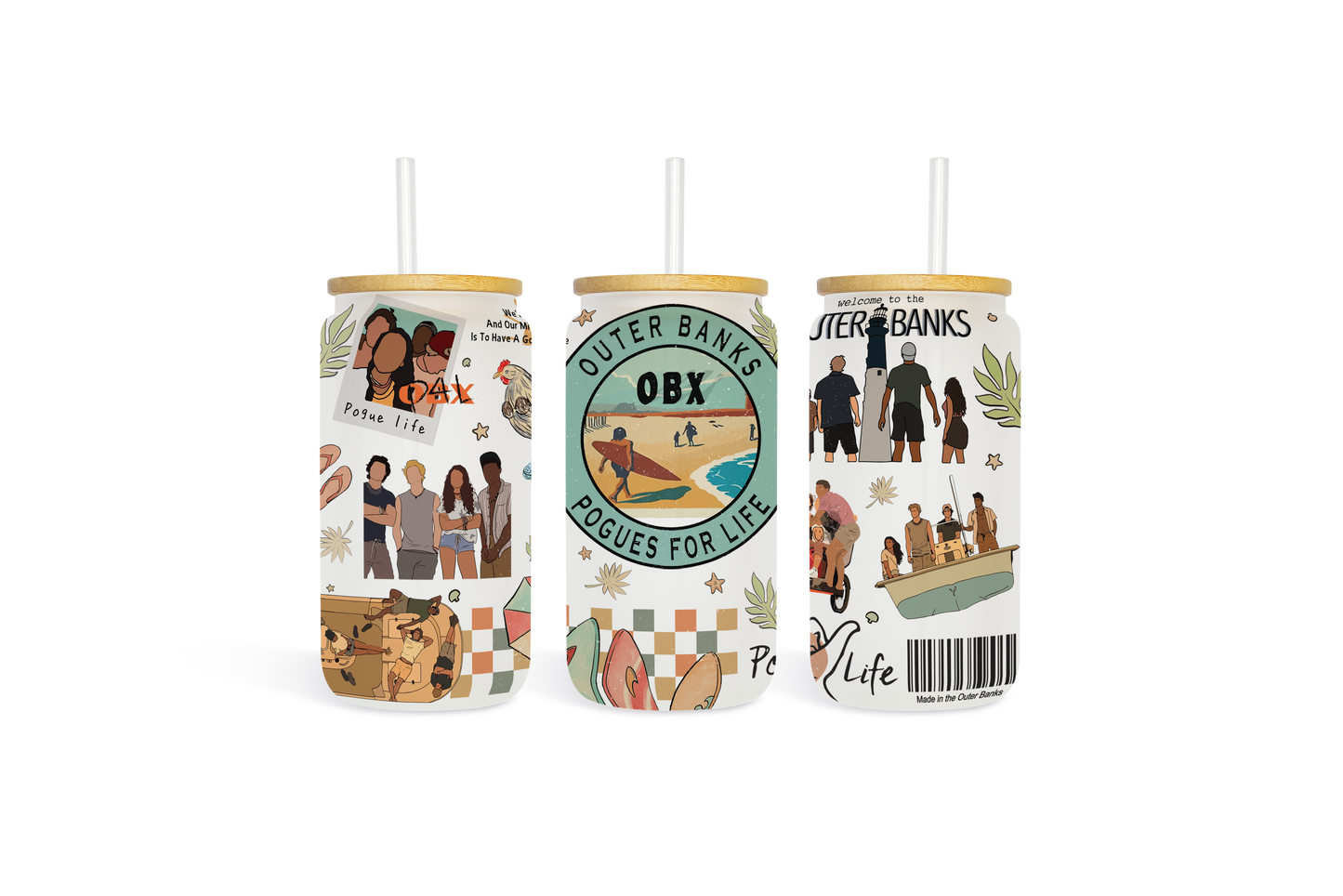 Outer Banks Pogue Life Tumbler Wrap, 16oz Libbey Can Glass, Paradise On Earth Tumbler, Outer Banks Skinny Tumbler, Beach Can Glass Wrap - VartDigitals