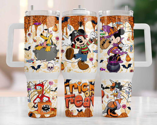 Mickey Halloween 40 oz Tumbler Wrap, Mickey Friends Halloween Quencher Tumbler Wrap, Horror Tumbler Wrap, Trick Or Treat, Spooky Vibes Png