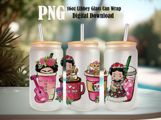 Mexican girl with coffee and concha pan 20oz skinny tumbler png, floral tumbler png, Mexican png, sublimate designs download