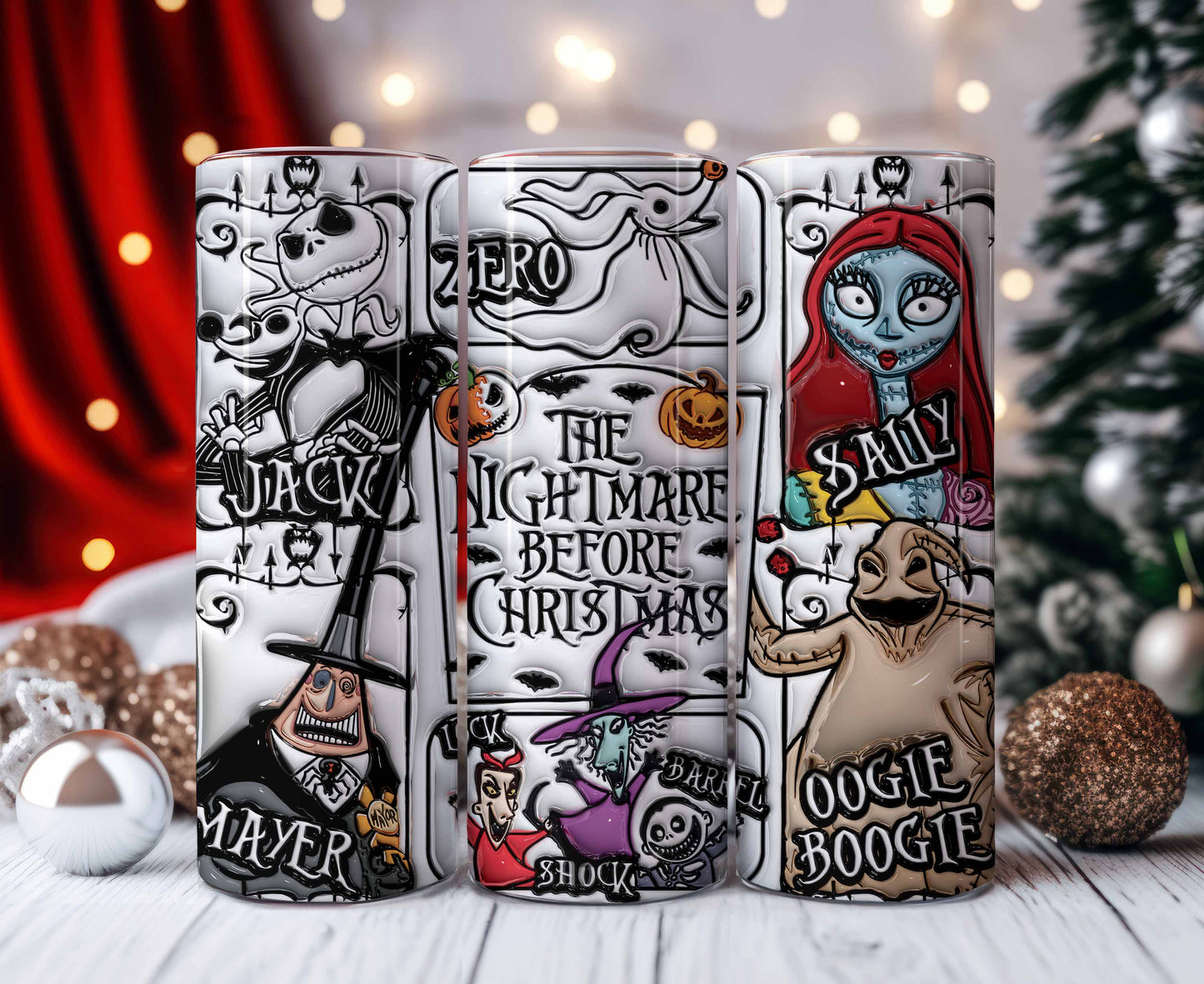 3D Inflated Cartoon Tumbler Wrap, Cartoon Design Tumbler, 3D Puffy Tumbler Wrap, Christmas 3D Wrap, Sublimation Design, Png Download