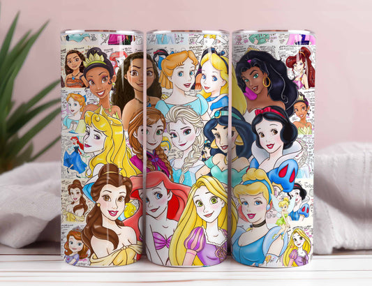 Princess Tumbler Wrap, Cartoon Tumbler, 20oz Skinny Tumbler Coffee, Tumbler Wrap, Cartoon Characters, PNG Instant Download, Princess Png