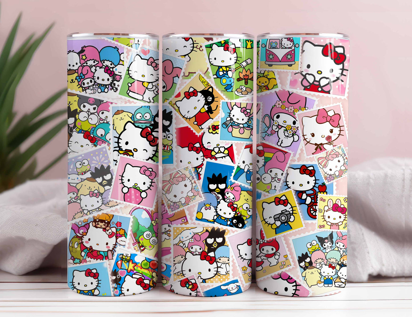 Kawaii Pink Kitty Tumbler Wrap,Hello Kitty 20 oz Tumbler Sublimation, Kitty And Friends Coffee Wrap, Hello Cat PNG, KItty Cup Wrap