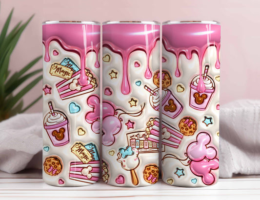3D Inflated Snack 20 Oz Skinny Tumbler, Park Snacks Png, Snackgoal Sublimation, Magical Snack, Drinks And Foods Wrap