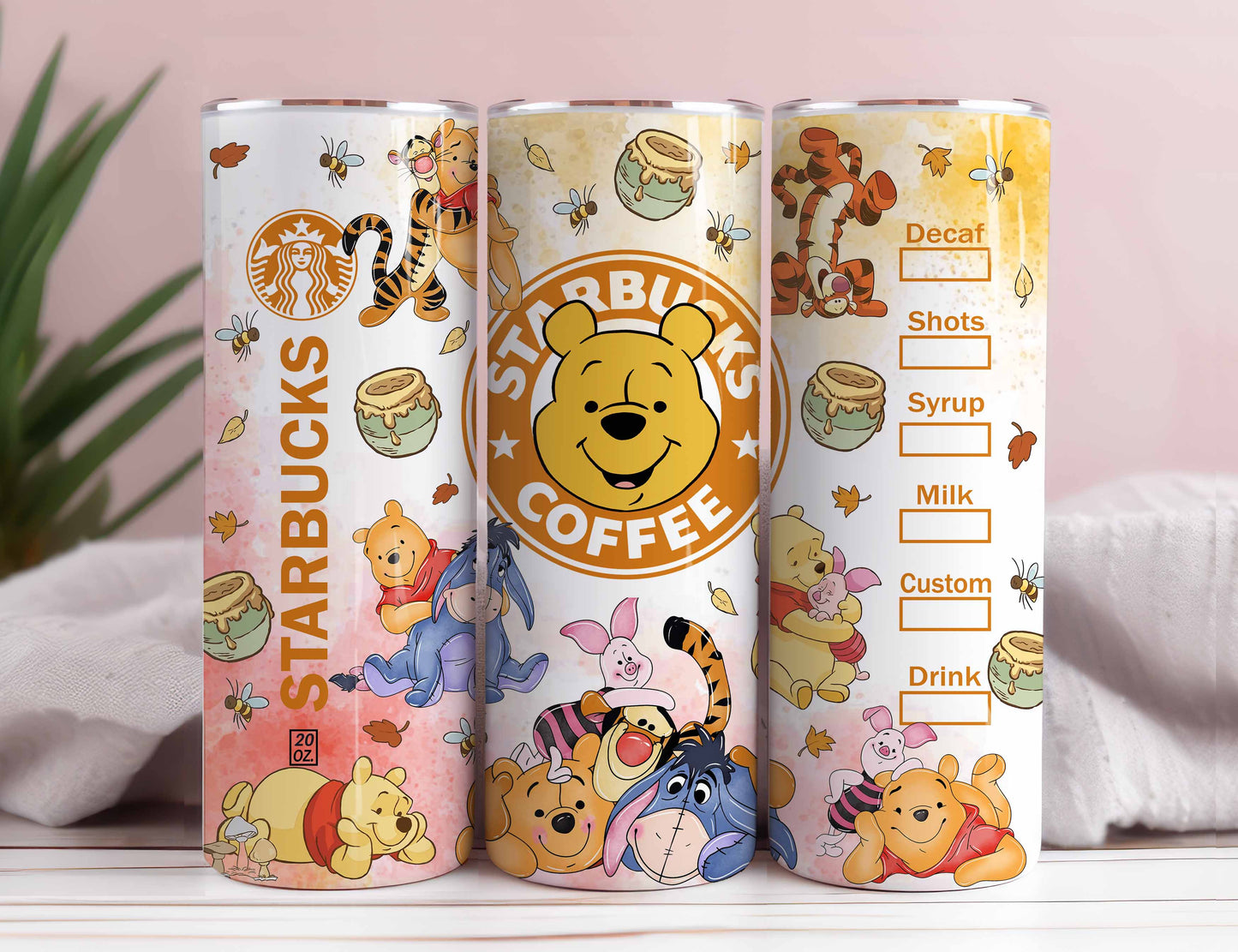 Cartoon Tumbler Wrap, Pooh Spring Tumbler Wrap, 20oz Skinny Tumbler, Glitter Tumbler Wrap, Cartoon Wrap, Coffee Tumbler Wrap, Skinny Tumbler