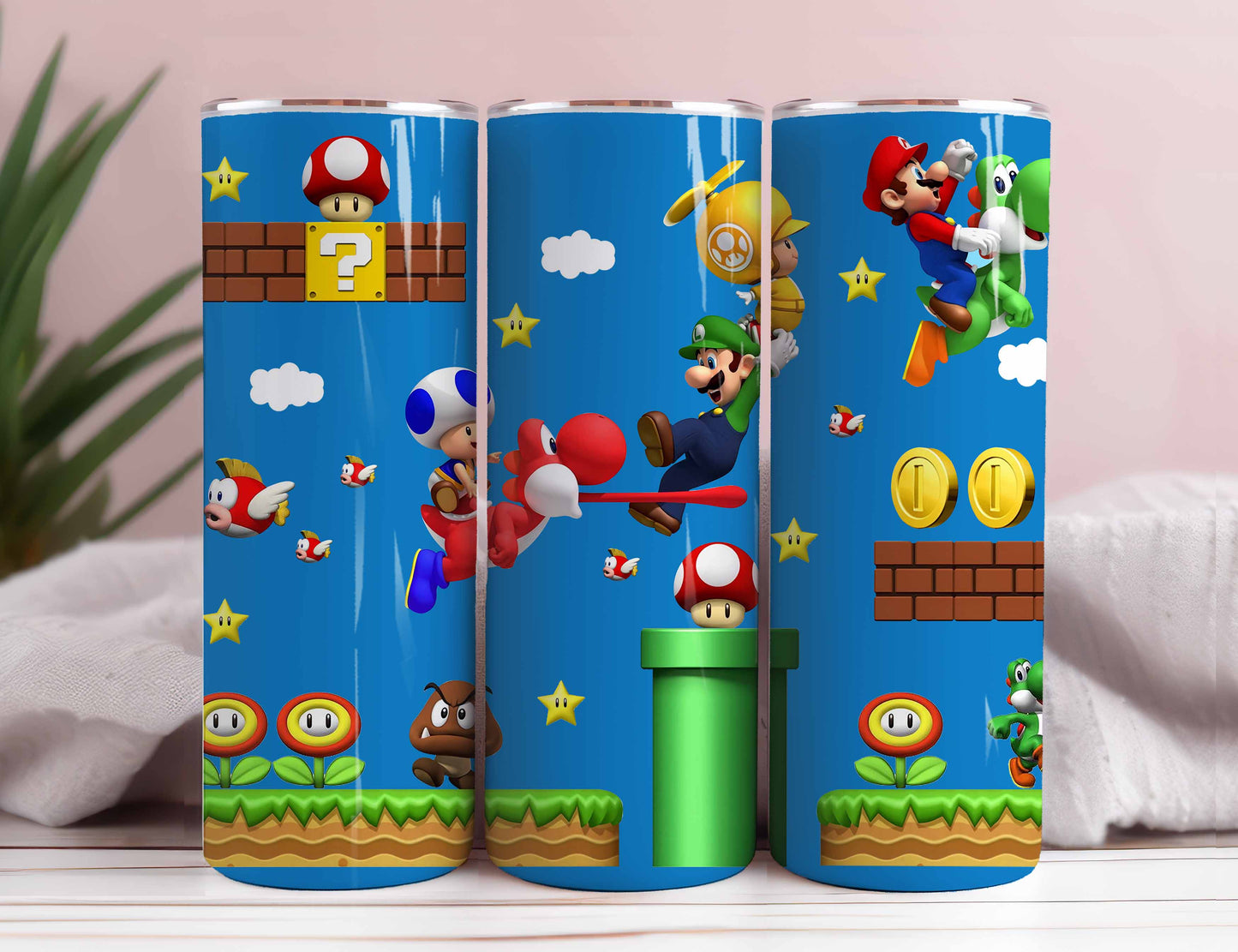 Super Mario Tumbler Design, 20oz Skinny Tumbler Design, Super Mario Cup, Super Mario Sublimation