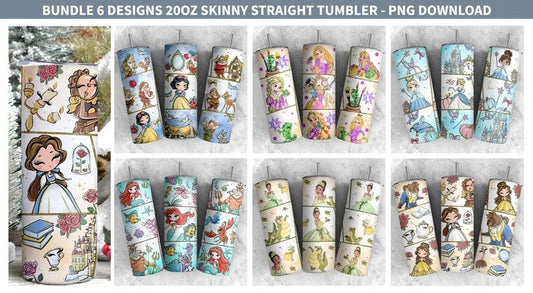 Bundle Princess Tumbler, Cartoon Tumbler Wrap, 20oz Tumbler Wrap, Princess Tumbler Wrap, Full Tumbler Wrap,Png Instant Download, Png file - VartDigitals