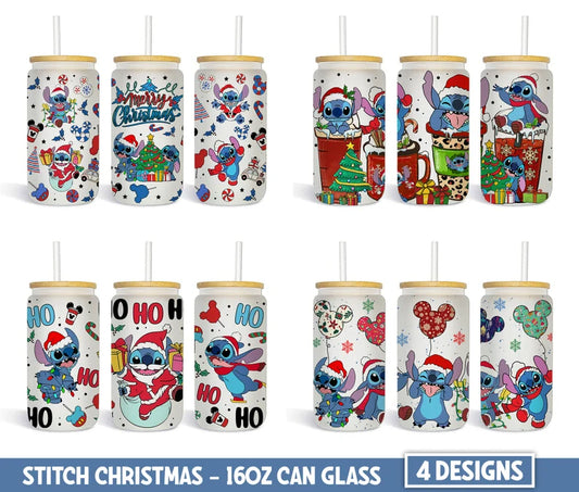 Cartoon Christmas 16oz Can Glass Png, 16oz Libbey Glass Can Wrap, Full Tumbler Wrap, Can Glass Wrap, Fall Coffee Tumbler, Instant Download