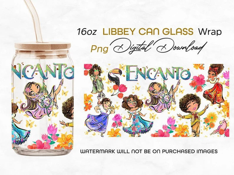 Encanto 16 oz Glass Can Wrap PNG, Encanto Libbey Glass Can PNG, Madrigal Family, Encanto Characters, Mirabel Madrigal Glass Can Wrap - VartDigitals
