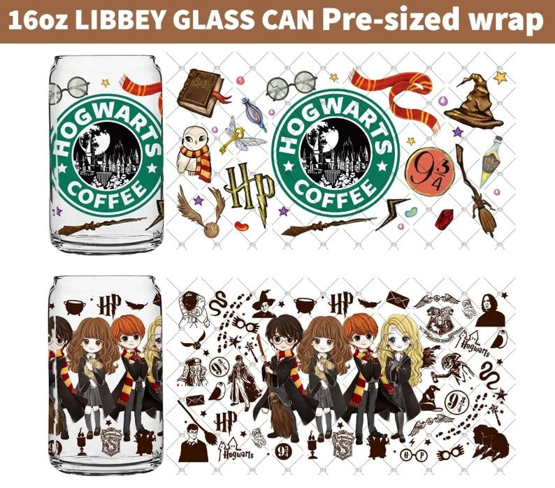 Potterhead PNG, Libbey Glass PNG, Can Glass Wrap PNG, 16oz Can Glass png, Magic Can Glass Full Wrap png, 16oz Coffee Glass png, Libbey png - VartDigitals