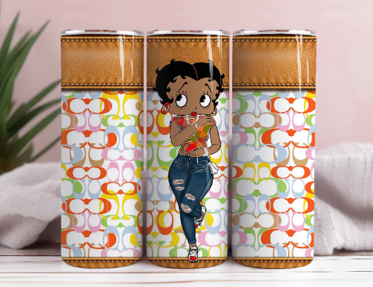 Cartoon 80s Tumbler, Bags Pattern Tumbler, Betty 20oz Skinny Tumbler, Sublimation Designs, Retro 80s cartoons Tumbler Wrap 3 - VartDigitals