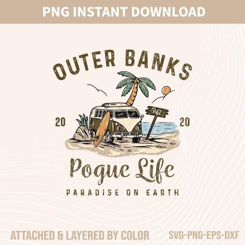 Outer Banks Pogue Life Svg, Paradise On Earth Svg, Outer Banks Svg, Outer Banks Friends Svg, Retro Png Svg, Svg file, Svg, Eps, Png, Dxf