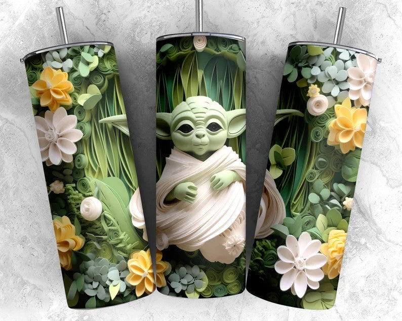 3D Star Wars Tumbler, 3D Cartoon Tumbler, 3D Paper Quilling Tumbler, Full Tumbler Wrap, Skinny Tumbler, Instant Download, Png Download