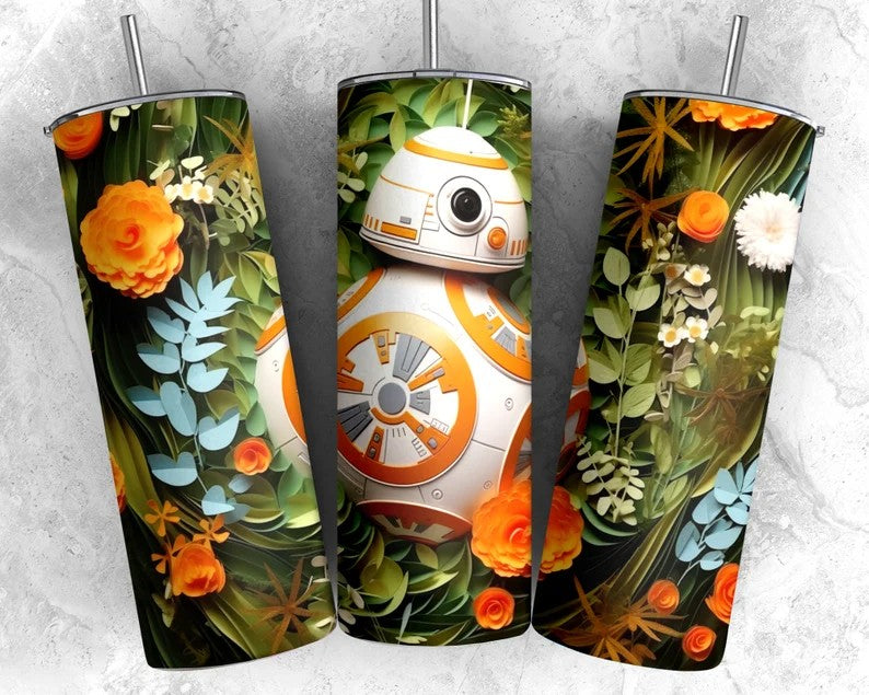 3D Star Wars Tumbler, 3D Cartoon Tumbler, 3D Paper Quilling Tumbler, Full Tumbler Wrap, Skinny Tumbler, Instant Download, Png Download