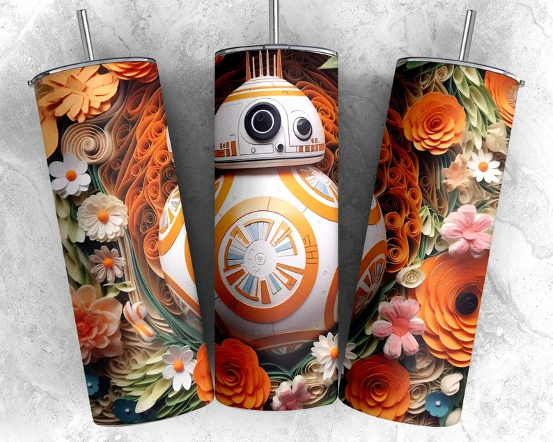 3D Star Wars Tumbler, 3D Cartoon Tumbler, 3D Paper Quilling Tumbler, Full Tumbler Wrap, Skinny Tumbler, Instant Download, Png Download