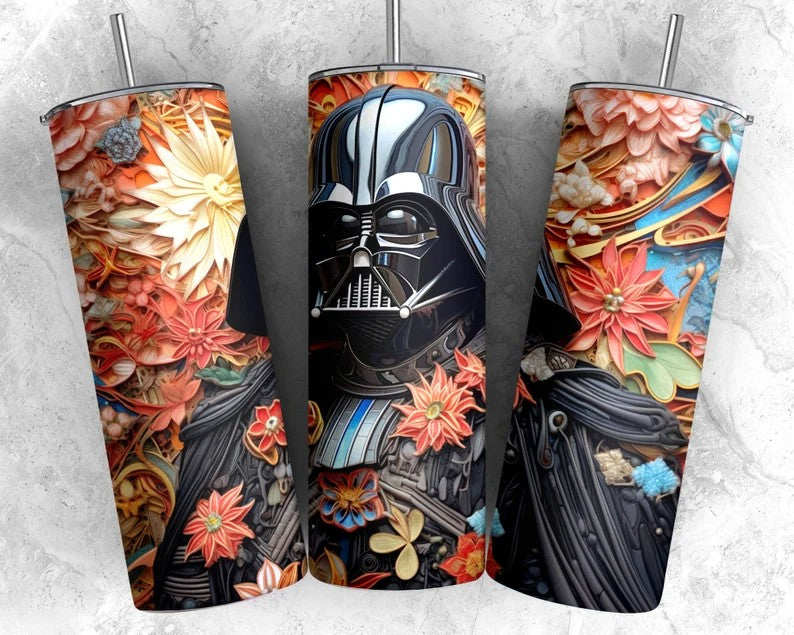 3D Star Wars Tumbler, 3D Cartoon Tumbler, 3D Paper Quilling Tumbler, Full Tumbler Wrap, Skinny Tumbler, Instant Download, Png Download