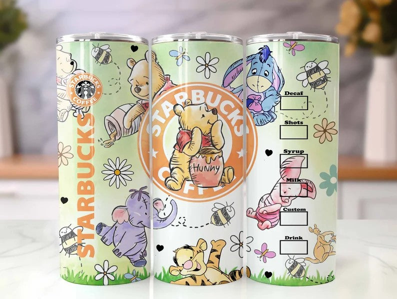 Winnie the Pooh Tumbler Wrap Tumbler, Cartoon Tumbler Wrap, Winnie the Pooh Sublimation Designs, Winnie The Pooh Cartoon Tumbler Wrap PNG