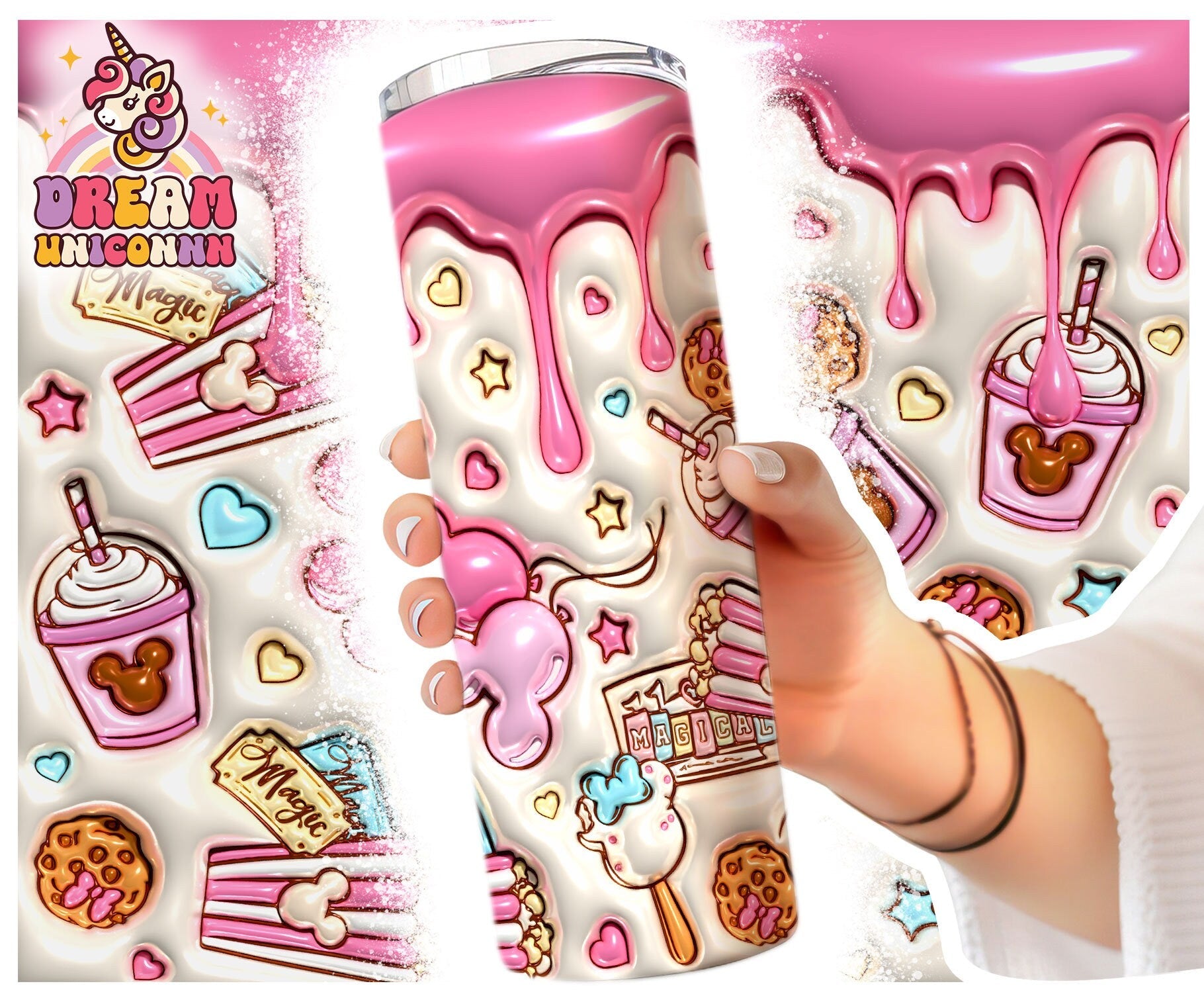 3D Inflated Snack 20 Oz Skinny Tumbler, Park Snacks Png, Snackgoal Sublimation, Magical Snack, Drinks And Foods Wrap - VartDigitals