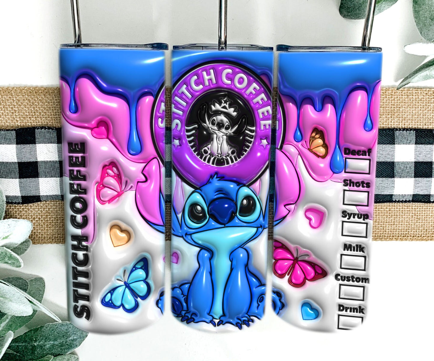 Inflated Stitch Tumbler Design PNG, 3D Stitch Tumbler Wraps 20oz Skinny Sublimation Digital Downloads 3D Puffy Stitch Design Sublimation
