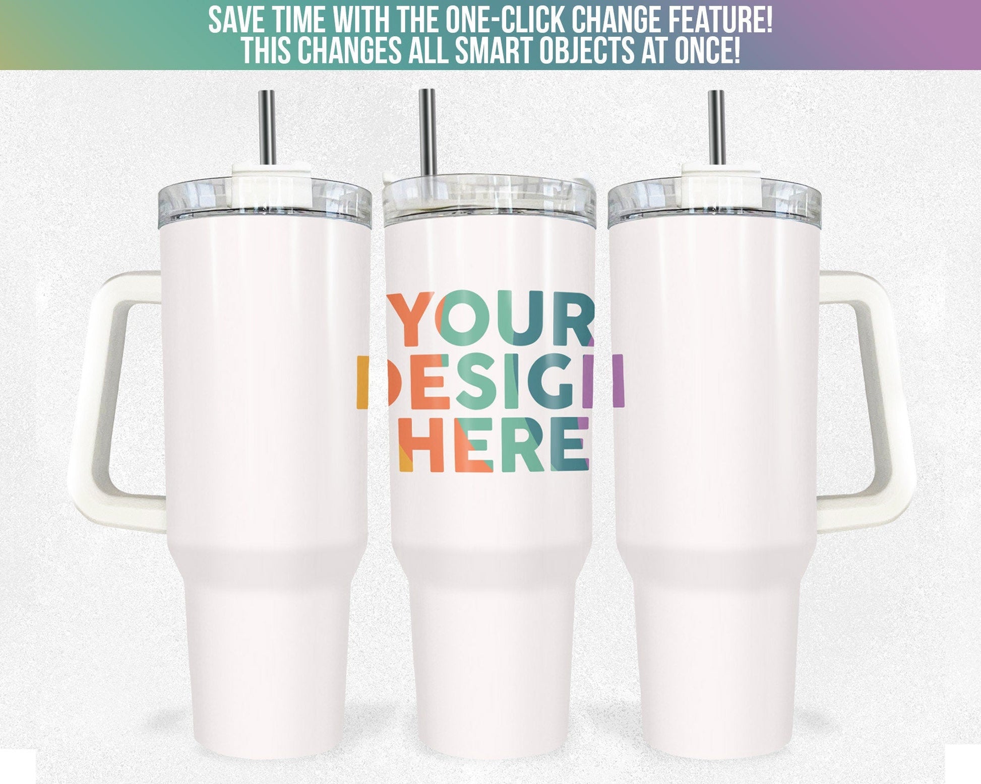 40 oz Tumbler Smart Object Mockup, Photoshop Mock-up, Photopea Mockup, Full View Wrap, Add Your Own Image, Add Own Background - VartDigitals