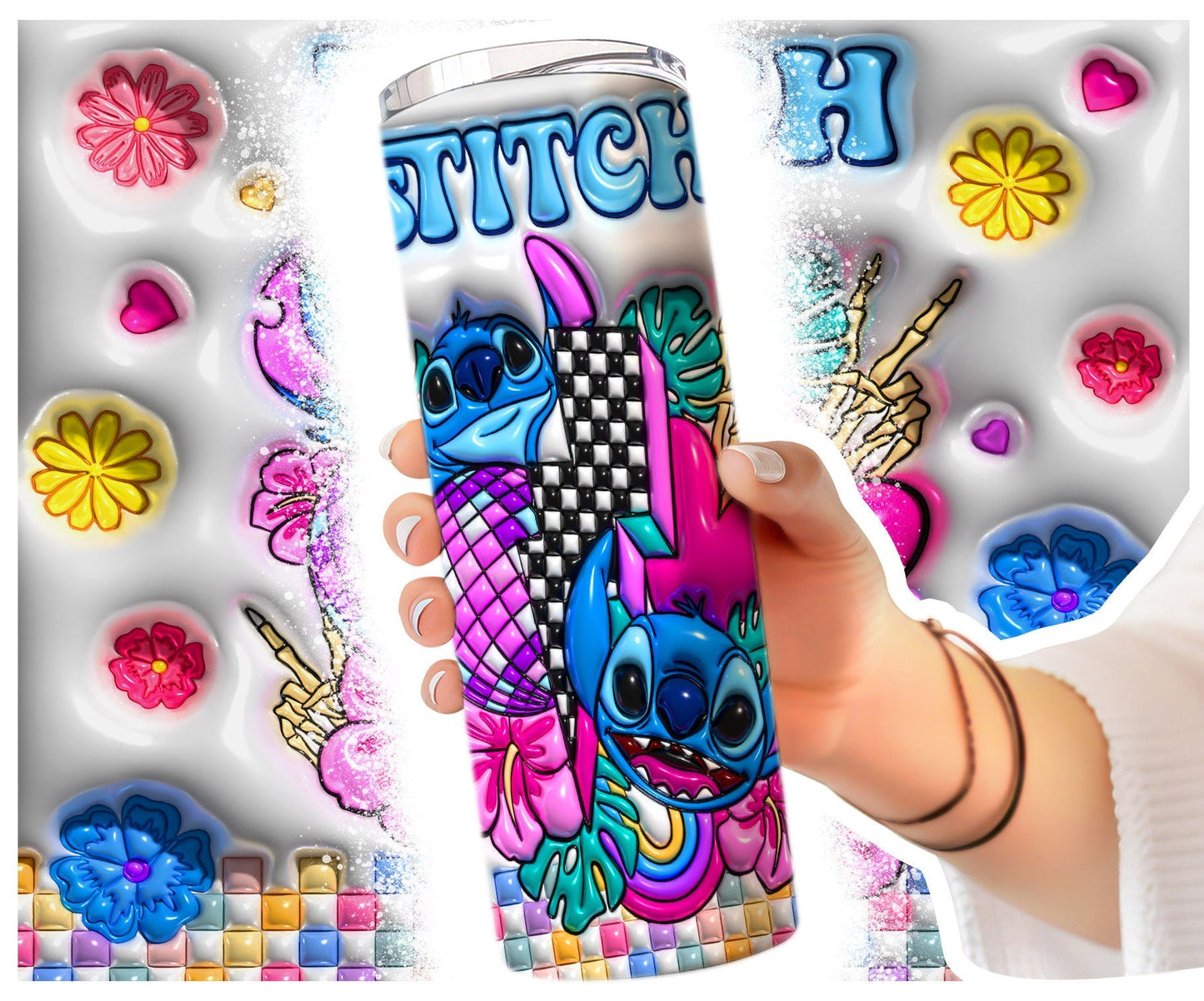 3D Inflated Cartoon Tumbler Wrap, Inflated Tumbler, Cute Cartoon Tumbler, 20oz Tumbler, Inflated Tumbler, Sublimation Design, Png Download - VartDigitals