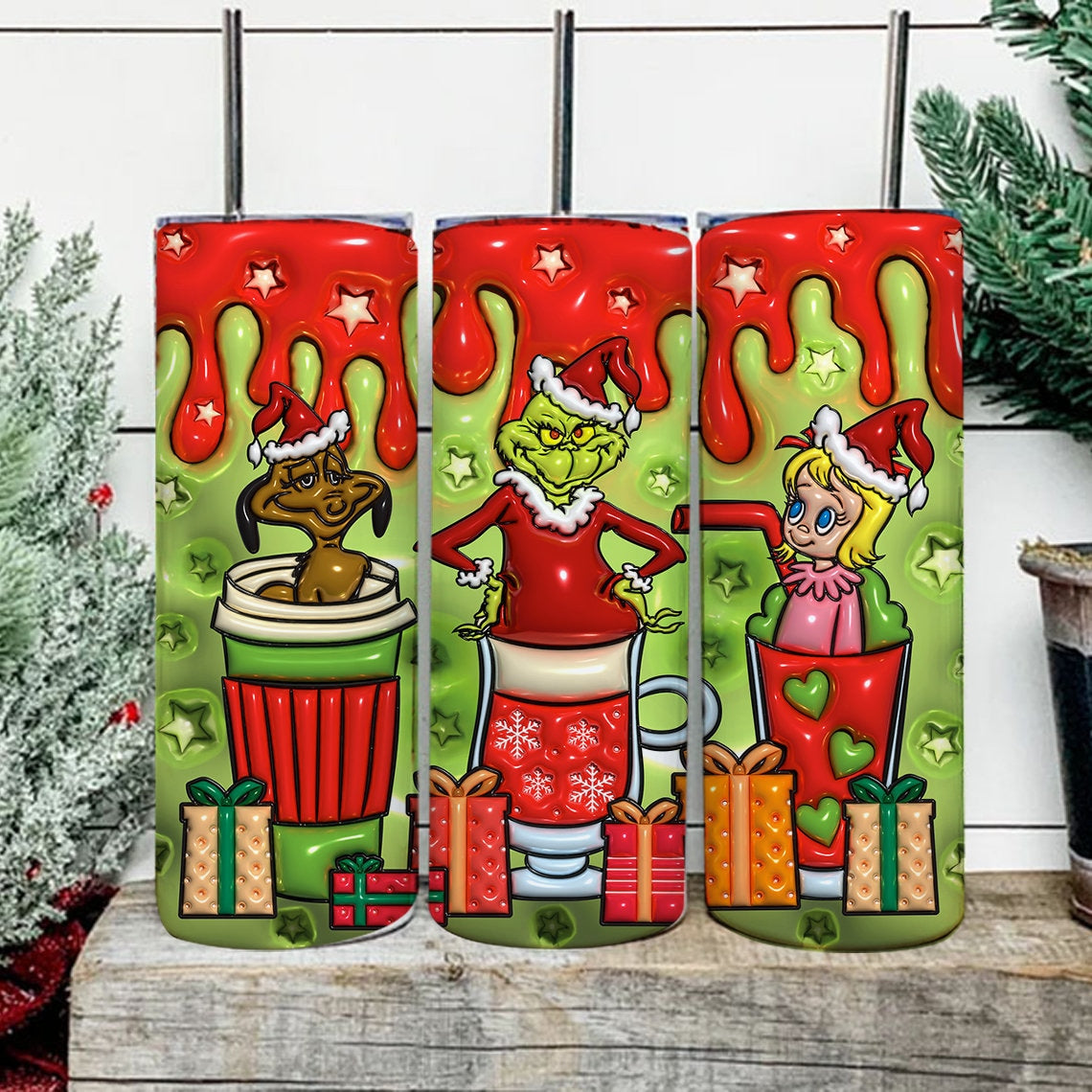 3D Inflated Christmas Tumbler Wrap, Coffee Merry Christmas Png, 3D Christmas Png, Christmas Ornament, Christmas Sublimation, Christmas Vibes - VartDigitals