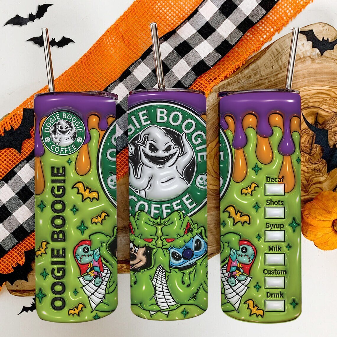 3D Inflated Horror Character Tumbler Wrap, 20oz Skinny Tumbler, Cartoon 3D Inflated, Spooky Vibes Png, Halloween Png, Spooky Season - VartDigitals