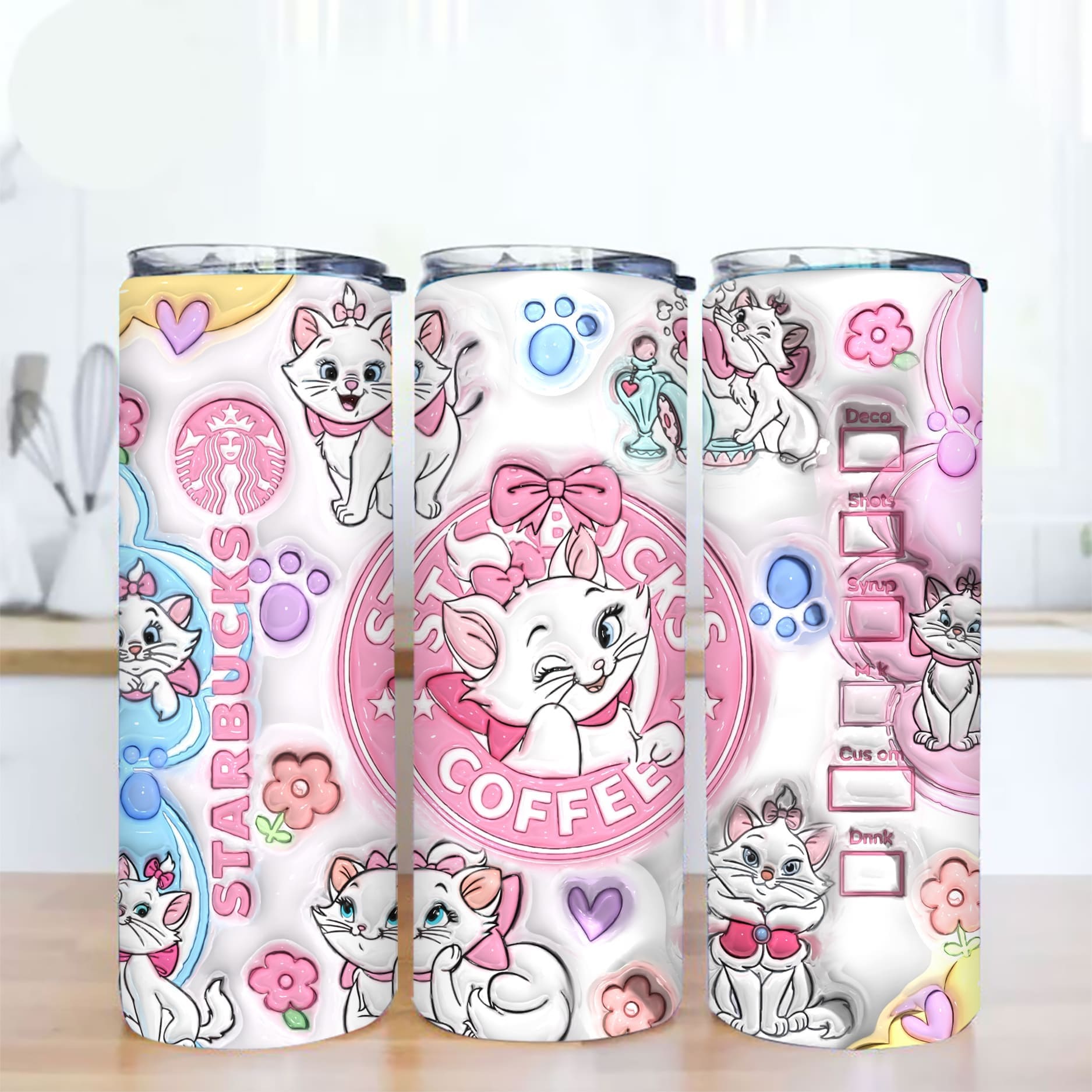 Cartoon 3D Halloween Inflated Tumbler, The Aristocats Tumbler Wrap, Inflated Cat Tumbler Wrap,  Cute Cat Tumbler Sublimation Cats Coffee Png - VartDigitals