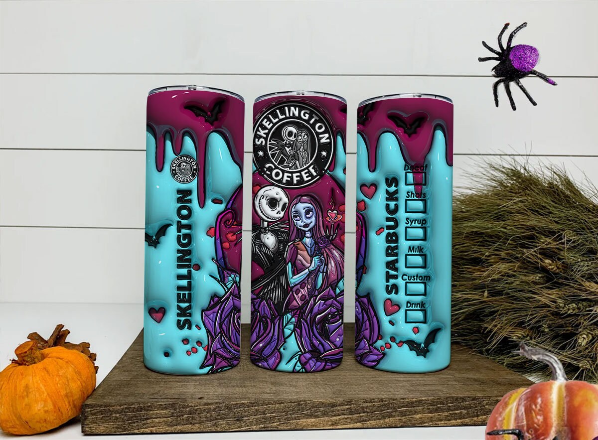 3D Horror Movie Tumbler, 3D Inflated Tumbler, Inflated Halloween Tumbler, Scary Movie Tumbler, Spooky Vibes, Spooky Season,Full Tumbler Wrap