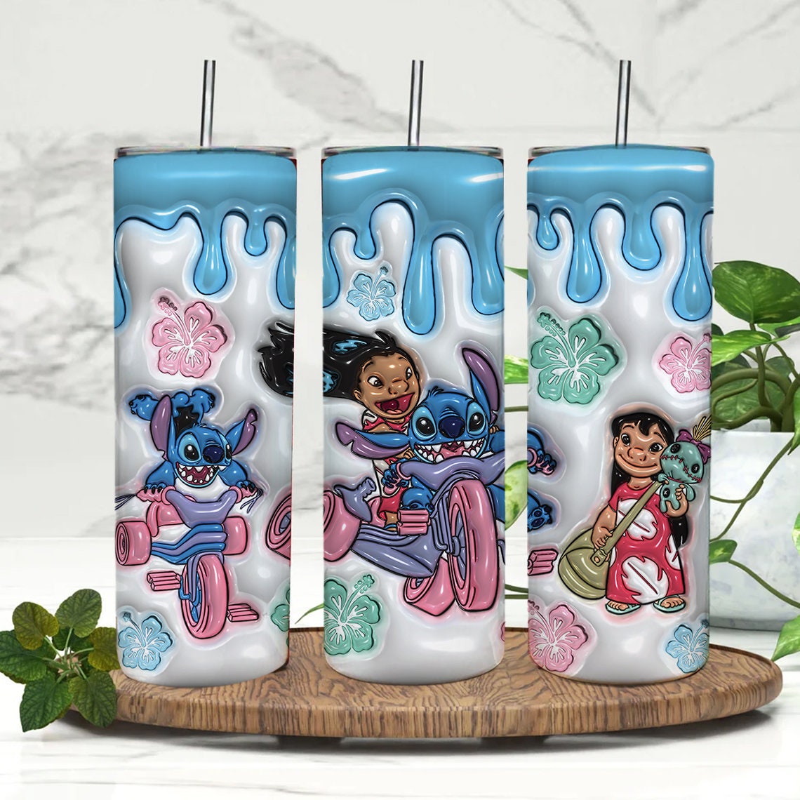 3D Inflated Cartoon Tumbler Wrap, Inflated Floral Tumbler Wrap, Cartoon Tumbler 20oz Skinny Tumbler Png, Full Tumbler Wrap, Cartoon Png - VartDigitals