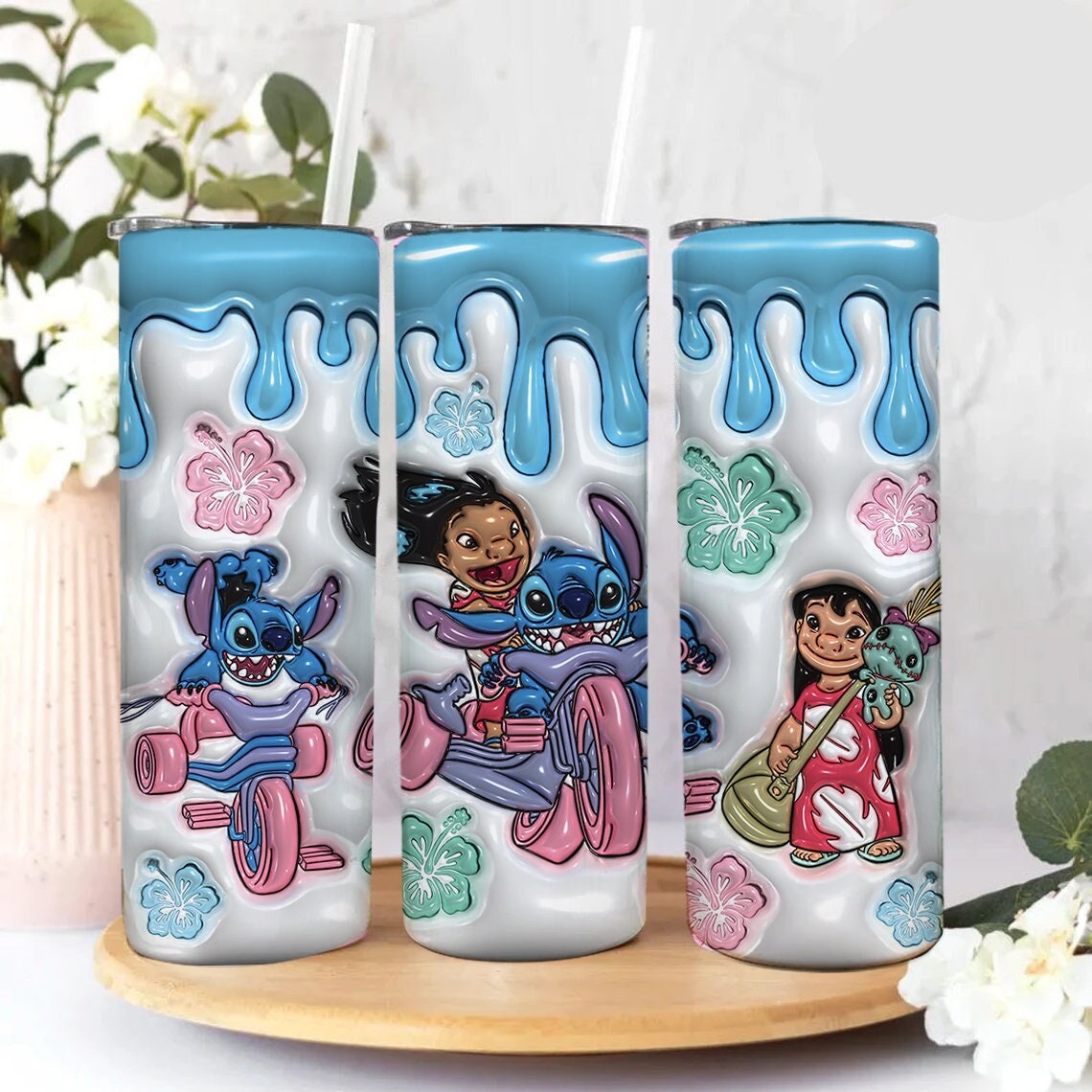 3D Inflated Cartoon Tumbler Wrap, Inflated Floral Tumbler Wrap, Cartoon Tumbler 20oz Skinny Tumbler Png, Full Tumbler Wrap, Cartoon Png - VartDigitals