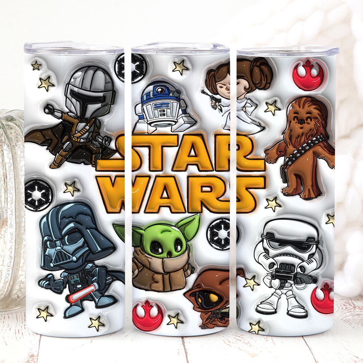 3D Inflated Cartoon Tumbler Wrap, The Galaxy Edge, The Mandalorian, This Is The Way, 3D Cartoon Tumbler Png, Cartoon Characters Wrap - VartDigitals