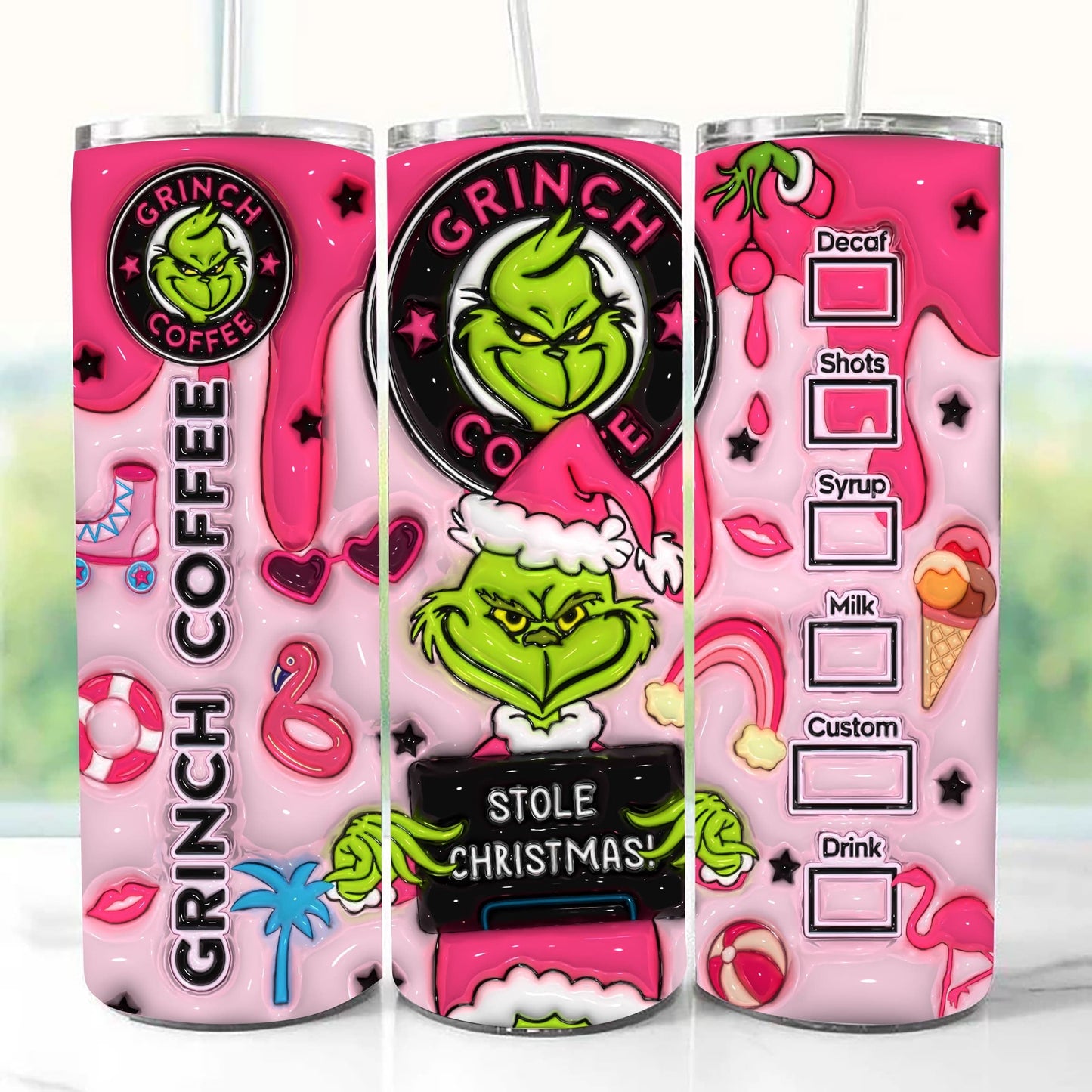 3D Inflated Pink Christmas Tumbler Wrap, Retro Merry Christmas, Funny Christmas, 3D Tumbler Wrap, 20oz Skinny Tumbler Png, Stole Christmas - VartDigitals
