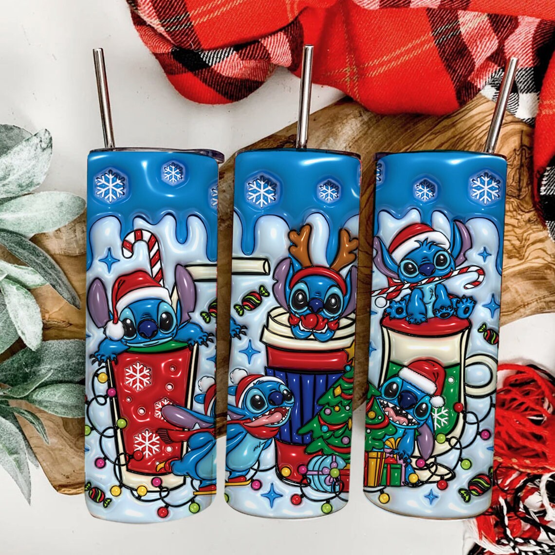 3D Inflated Christmas Tumbler Wrap, Inflated Cartoon Christmas Tumbler Wrap, Cartoon Christmas, 3D Tumbler Wrap, 20oz Skinny Tumbler Wrap - VartDigitals