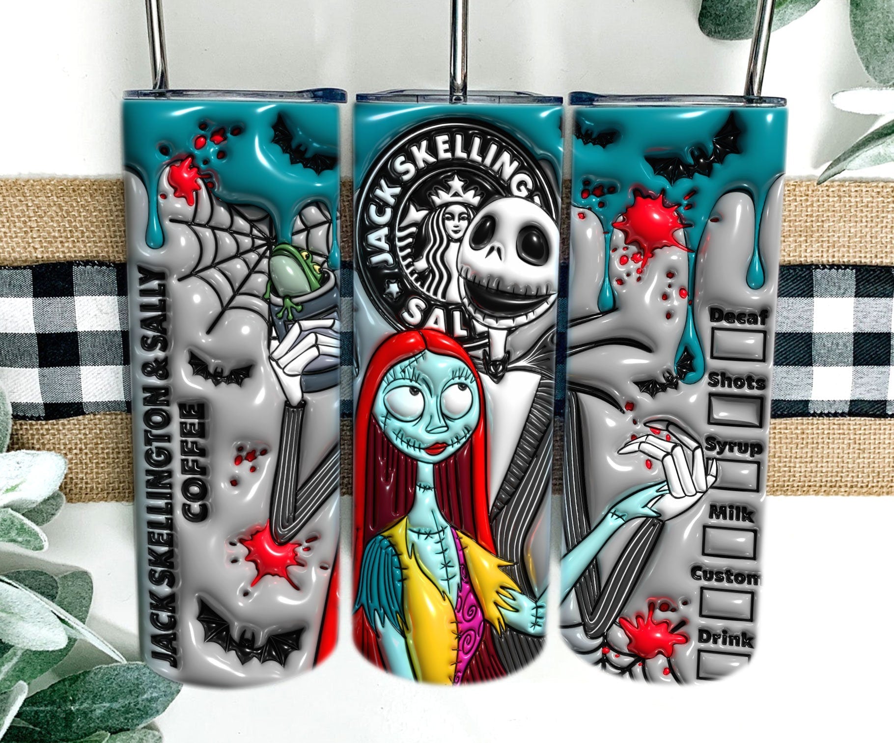 3D Inflated Horror Character Tumbler Wrap, 20oz Skinny Tumbler, The Lovers Tumbler, Spooky Vibes Png, Halloween Png, Sublimation Design Png - VartDigitals