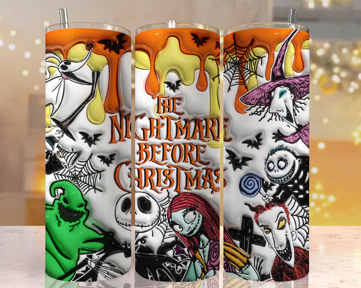 3D Inflated Horror Character Tumbler Wrap, 20oz Skinny Tumbler, Cartoon 3D Inflated, Spooky Vibes Png, Halloween Png, Jack Tumbler - VartDigitals