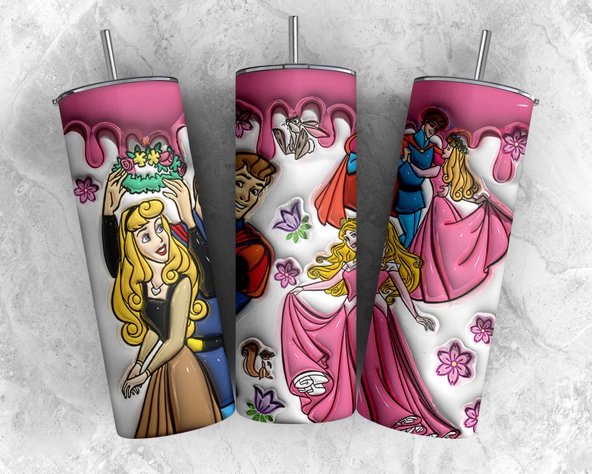 3D Inflated Princess Tumbler Wrap, Princess Sublimation, Inflated Cartoon Tumbler Png, The Little Mermaid,Princess Tumbler Png, Princess Png - VartDigitals