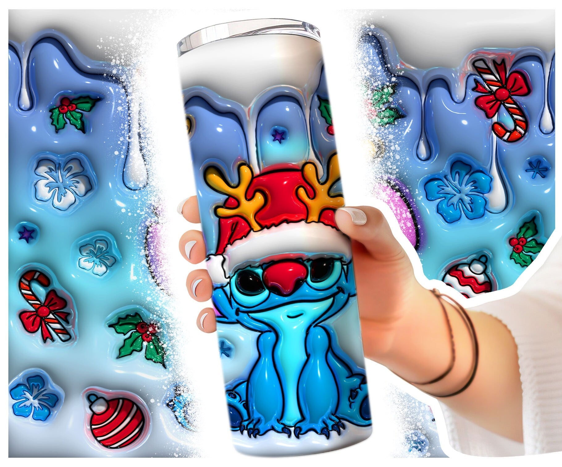 3D Inflated Christmas Tumbler Wrap, Cartoon Tumbler, 20 Oz Tumbler Wrap, Merry Christmas, Xmas Vibes, Christmas Coffee, Merry Christmas, Png - VartDigitals