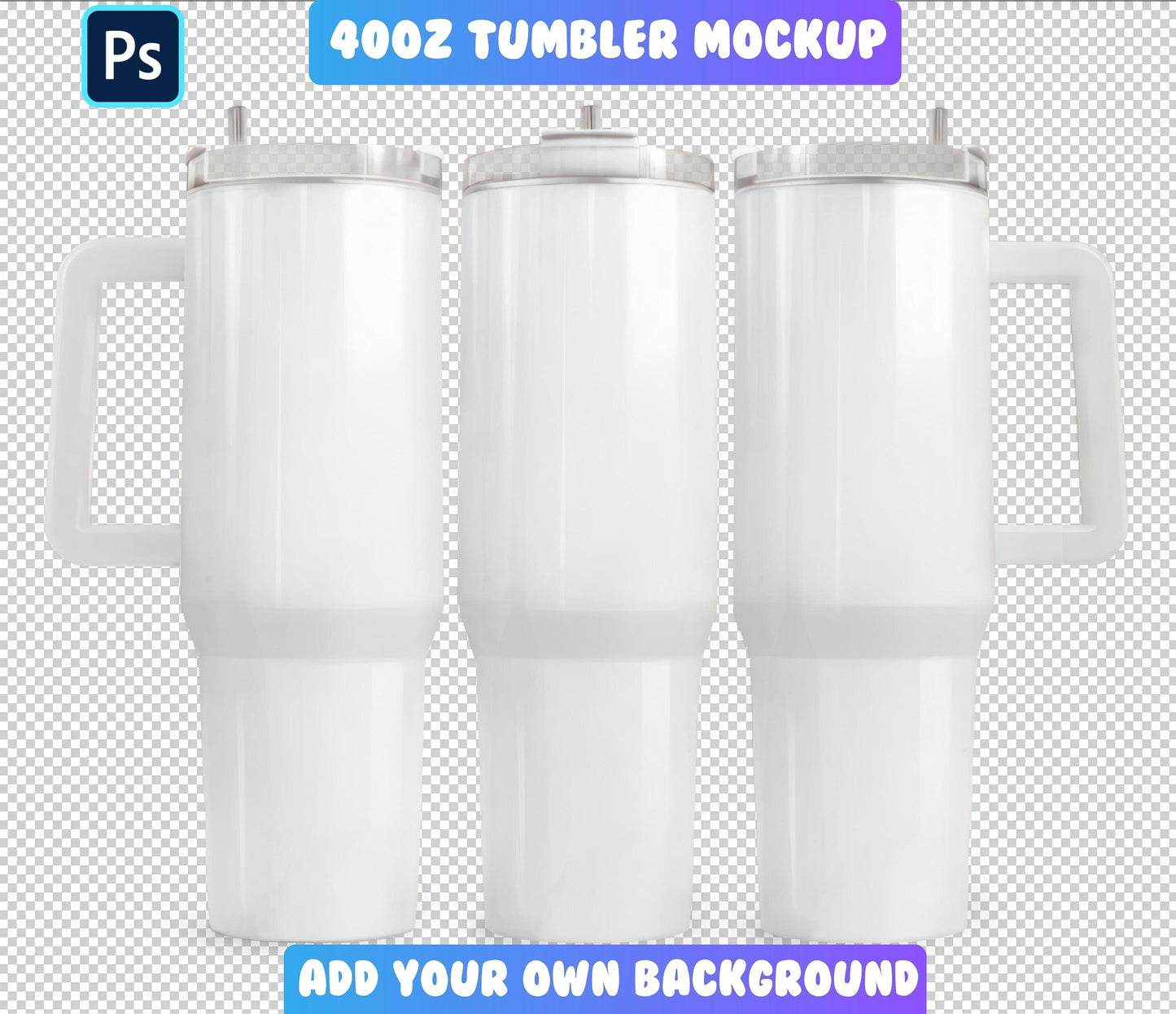40 oz Tumbler Mockup  Add Your Own Background  40oz Quencher Mockup  PSD Smart Object Mockup  Full Wrap Mockup  4 Backgrounds Included - VartDigitals