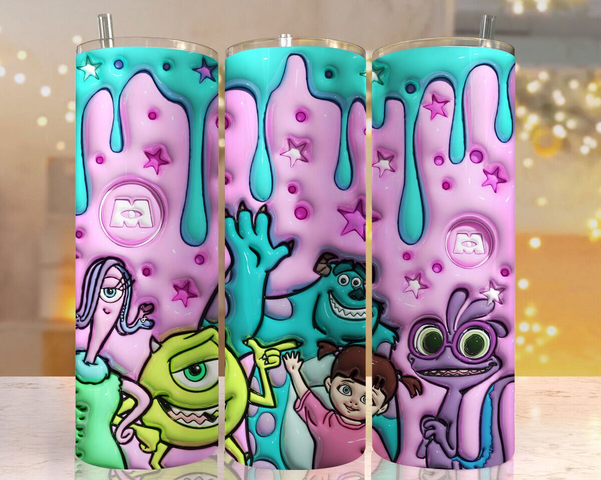 Inflated Monster Tumbler, Cartoon Tumbler Wrap, Inflated Tumbler, Spooky Season, Spooky Vibes, Monsters Tumbler, Full Tumbler Wrap - VartDigitals