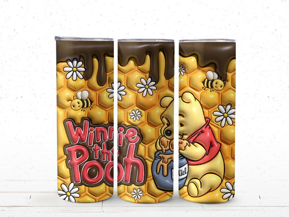 3D Inflated Cartoon Tumbler Wrap, Honey Coffee Design Download PNG, 20 Oz Digital Tumbler, Cartoon Tumbler, Full Tumbler Wrap, Png Download - VartDigitals