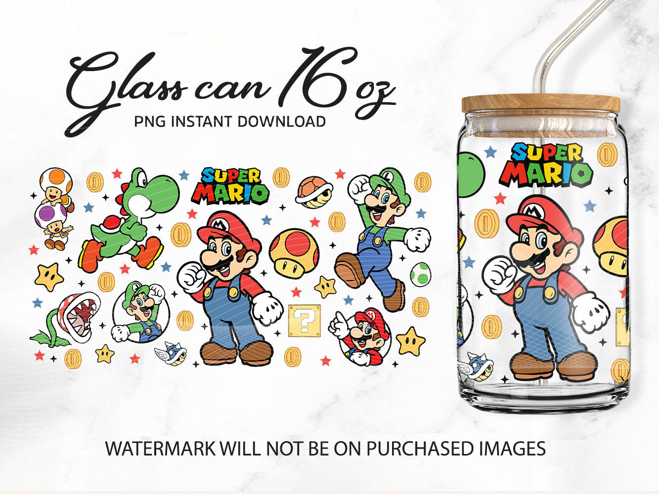 Cartoon Movie Can Glass, 16oz Libbey Glass Can, Game Tumbler, Game Lovers, Cartoon Tumbler Wrap, Can Glass Wrap, Png Instant Download - VartDigitals